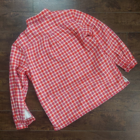 L.L.Bean Red Pink Plaid Fleece Lined Shirt Jacket Size Small - Picture 8 of 11